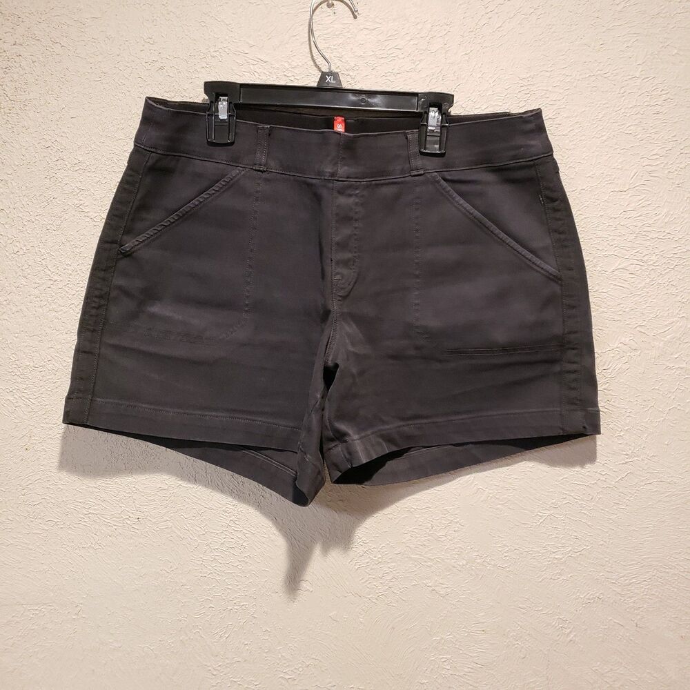 SPANX Women'S Grey Stretch Twill Pull On 6" Shorts Size Large
